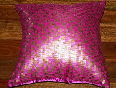 PINK-&-CHOCOLATE-SEQUINED-CUSHION-30-cm-DESIGNER-NEW